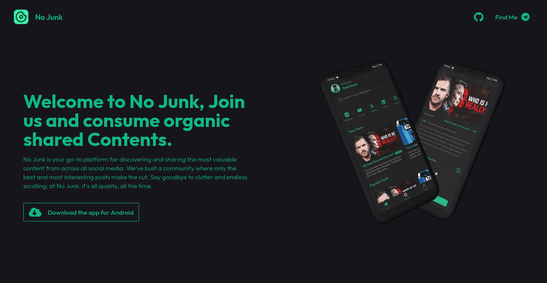 No Junk: Android app